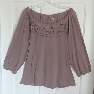 Garnet Hill 100% Pima cotton 3/4 sleeve ruffle top
